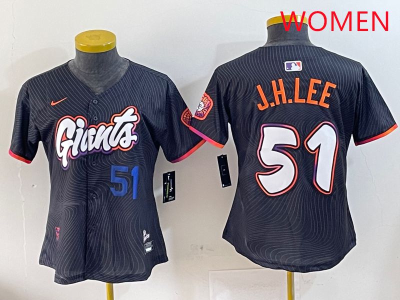 Women San Francisco Giants #51 J.H.Lee Black Joint Name Nike 2025 MLB Jersey style 4->women mlb jersey->Women Jersey